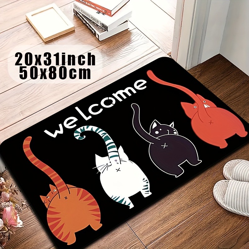 Outdoor Camping Kitchen With Sink - 1PC Cute Cartoon cats pattern Door