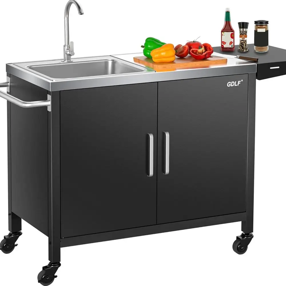 Outdoor Camping Kitchen With Sink - Outdoor Kitchen Island with Stainless Steel