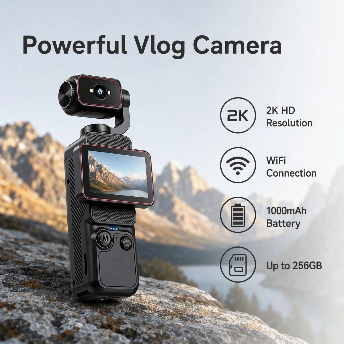 Outdoor Camping Japan - 2K Pocket Handheld Vlog Camera, 270°