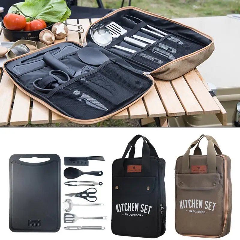 Outdoor Camping Kitchen With Sink - 8pcs Camping Kitchen Cookware Set Portable