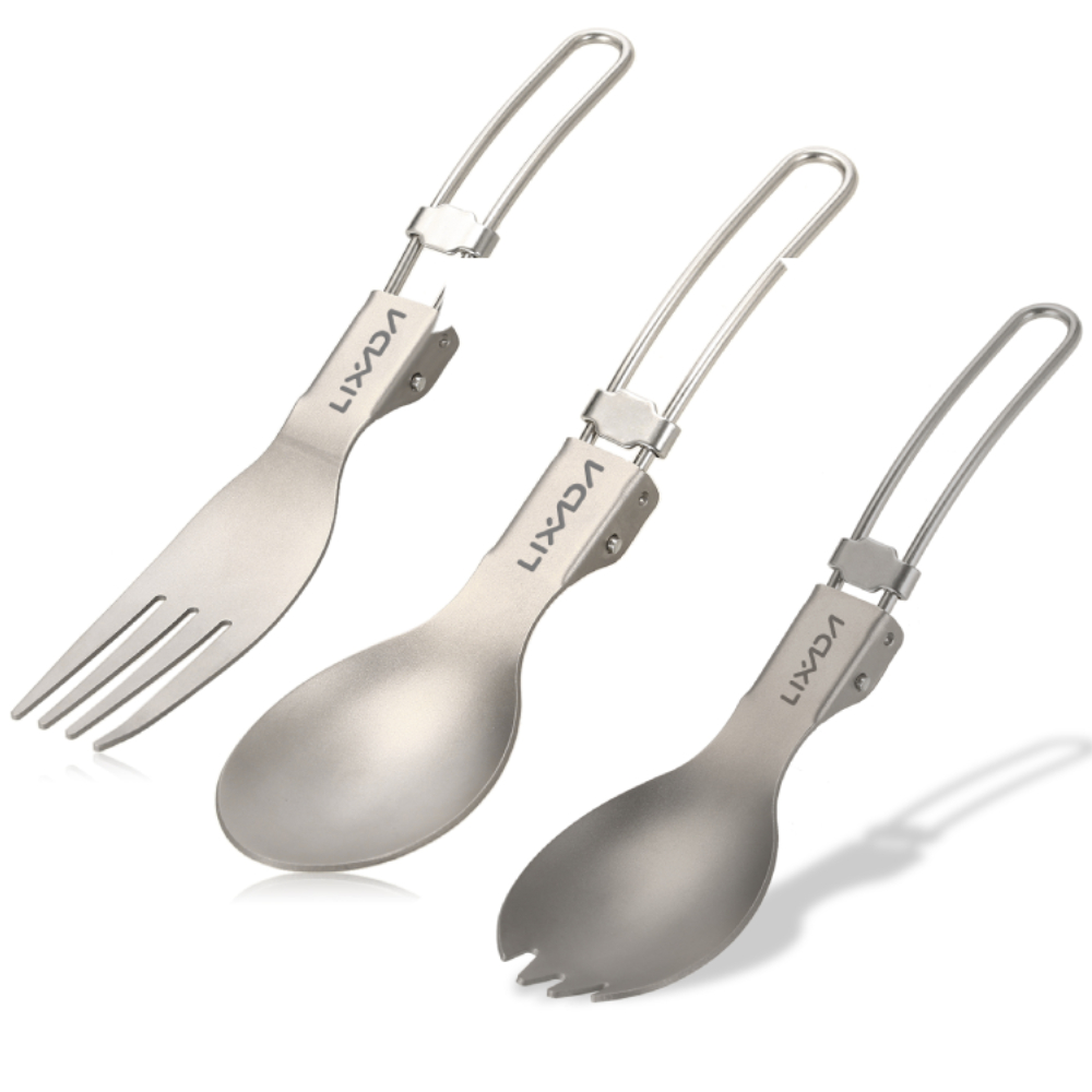 Lixada Titanium Folding Fork U - Outdoor Camping Dining Set ulasan dan harga