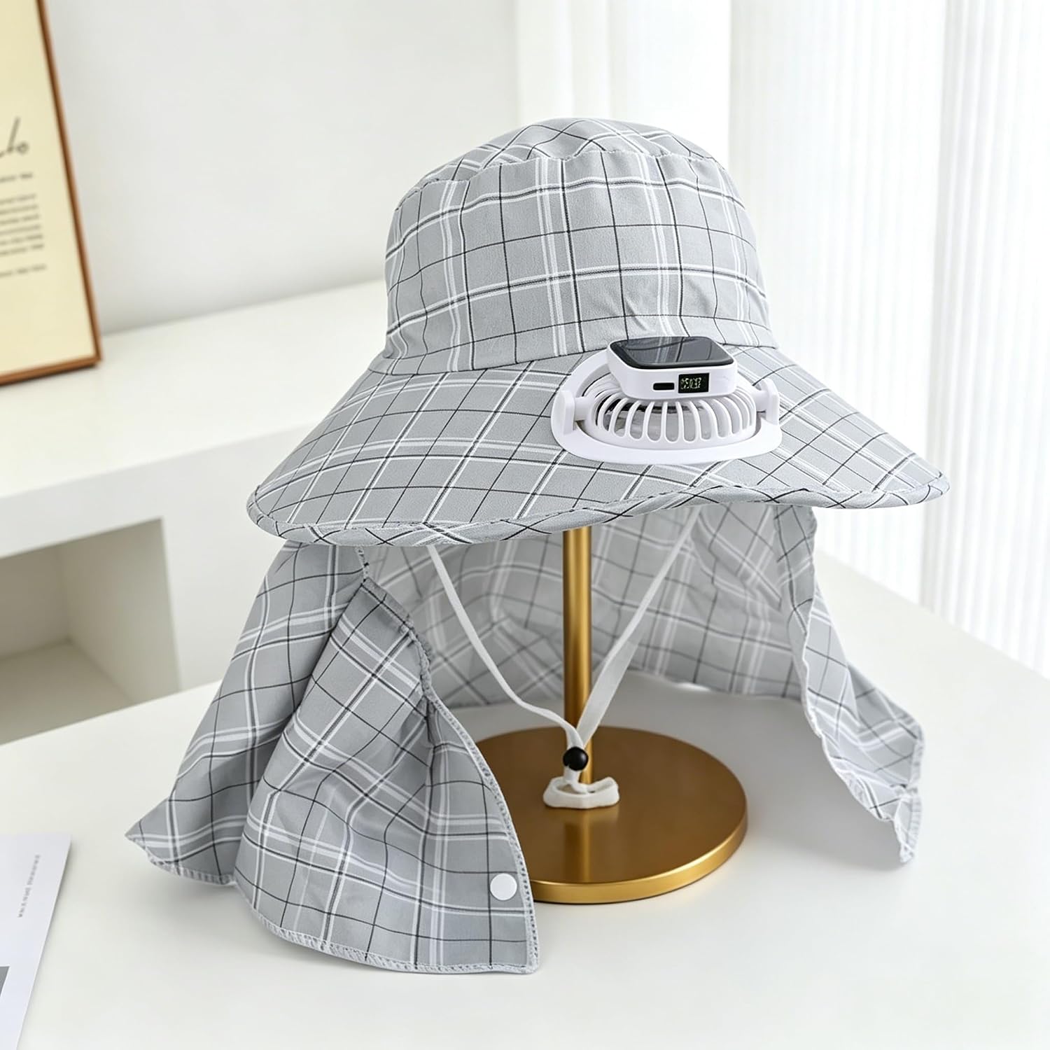 1PC Solar Power Neck Guard Fan - Outdoor Camping Hat ulasan dan harga
