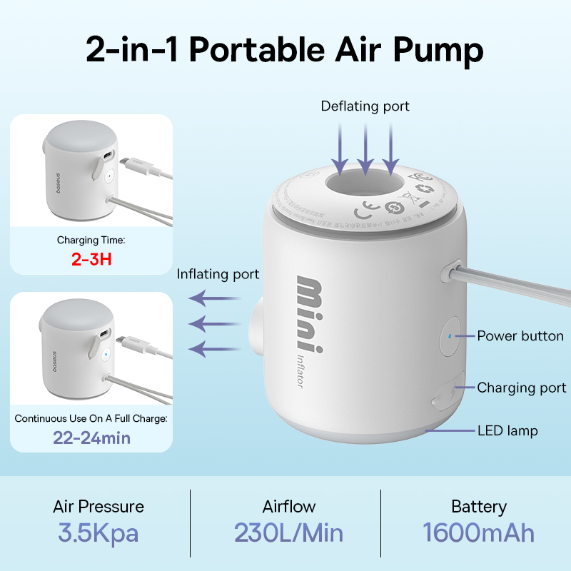 Baseus Mini Air Pump Portable  - Outdoor Inflatable Camping Tent With Air Pump ulasan dan harga
