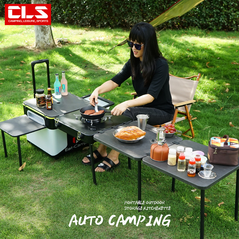 Portable Mobile Camping Kitche - Outdoor Camping Table With Storage ulasan dan harga