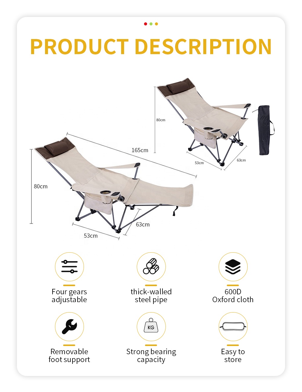 Portable Folding Reclining Cha - Outdoor Camping Set ulasan dan harga