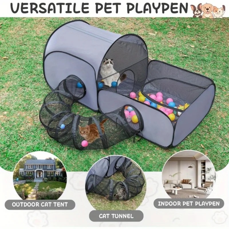 Foldable Cat Tent Tunnel Playp - Outdoor Camping Dog Fence ulasan dan harga