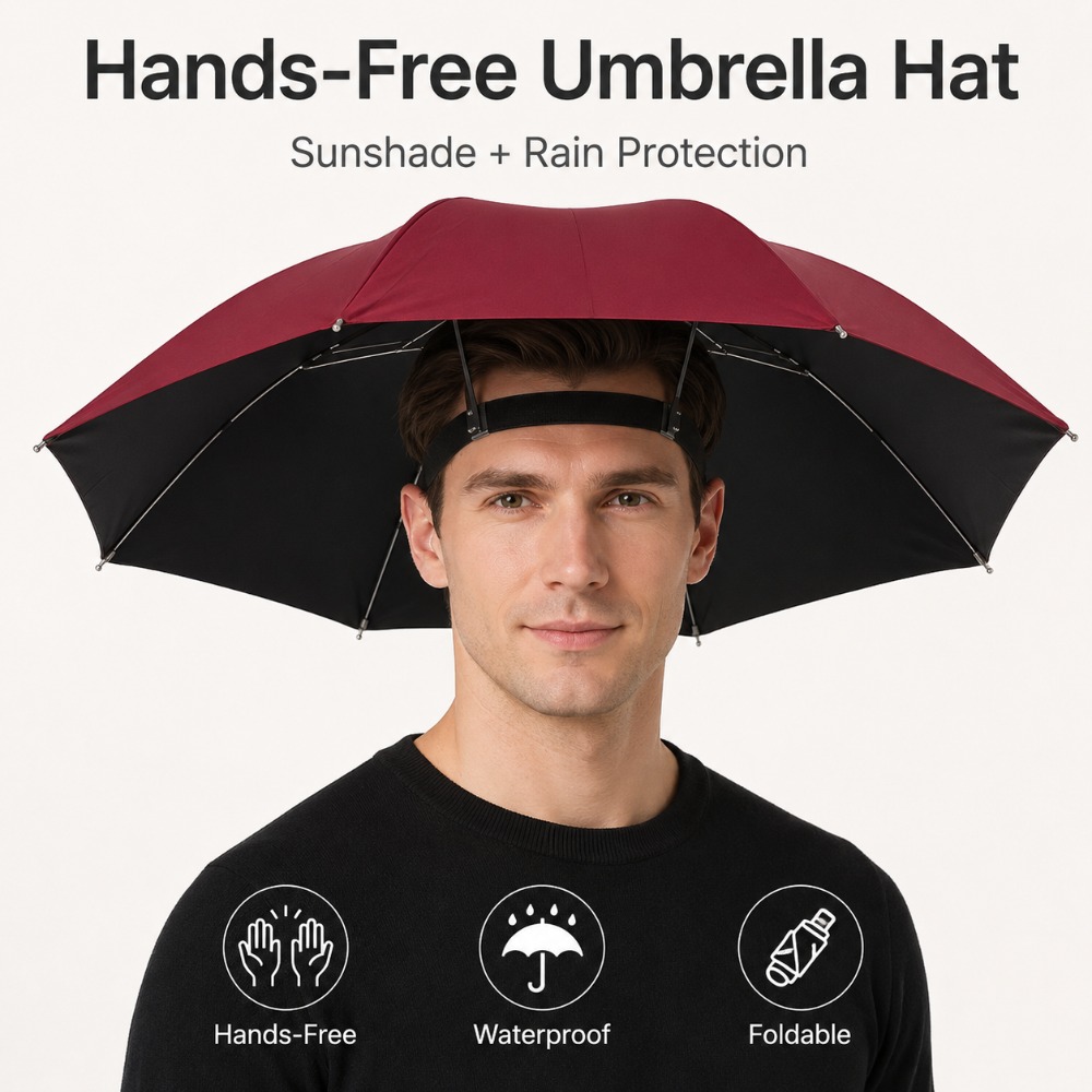 Foldable Head Umbrella Hat Han - Outdoor Camping Hat ulasan dan harga