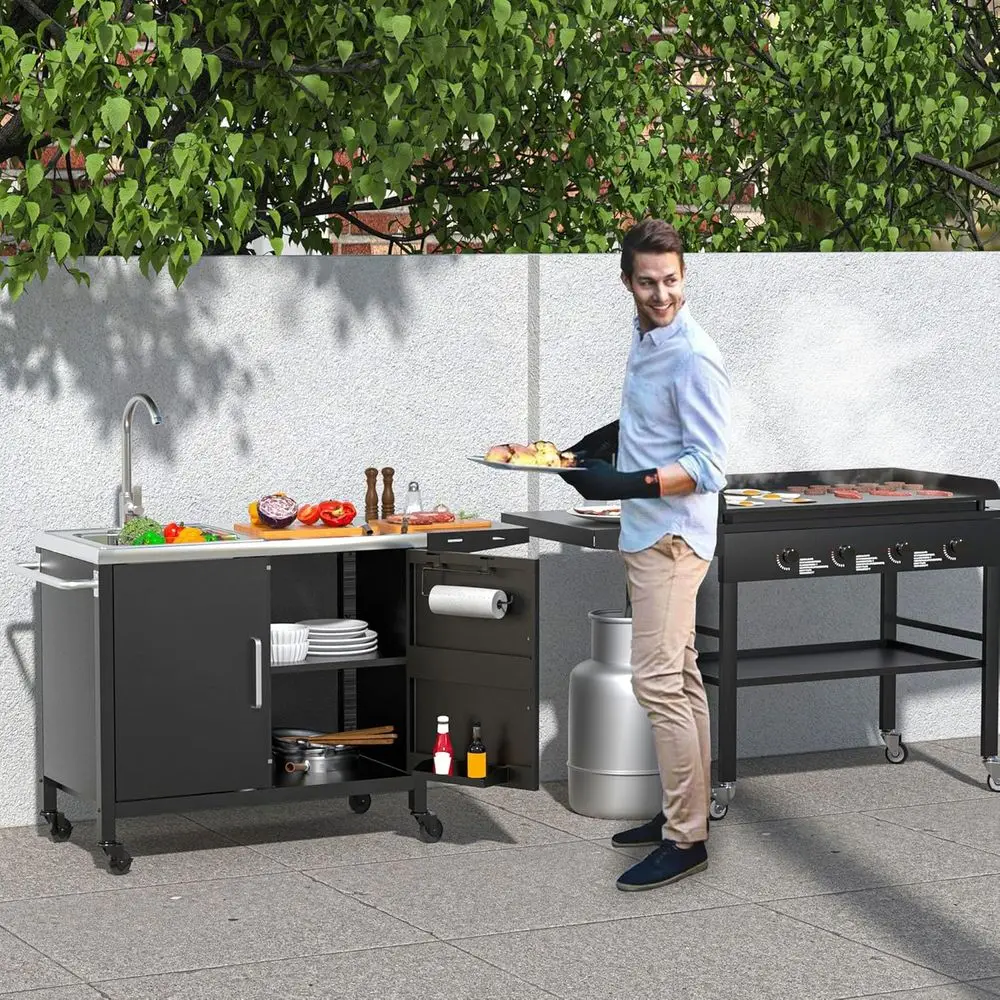 Outdoor Kitchen Island with St - Outdoor Camping Kitchen With Sink ulasan dan harga