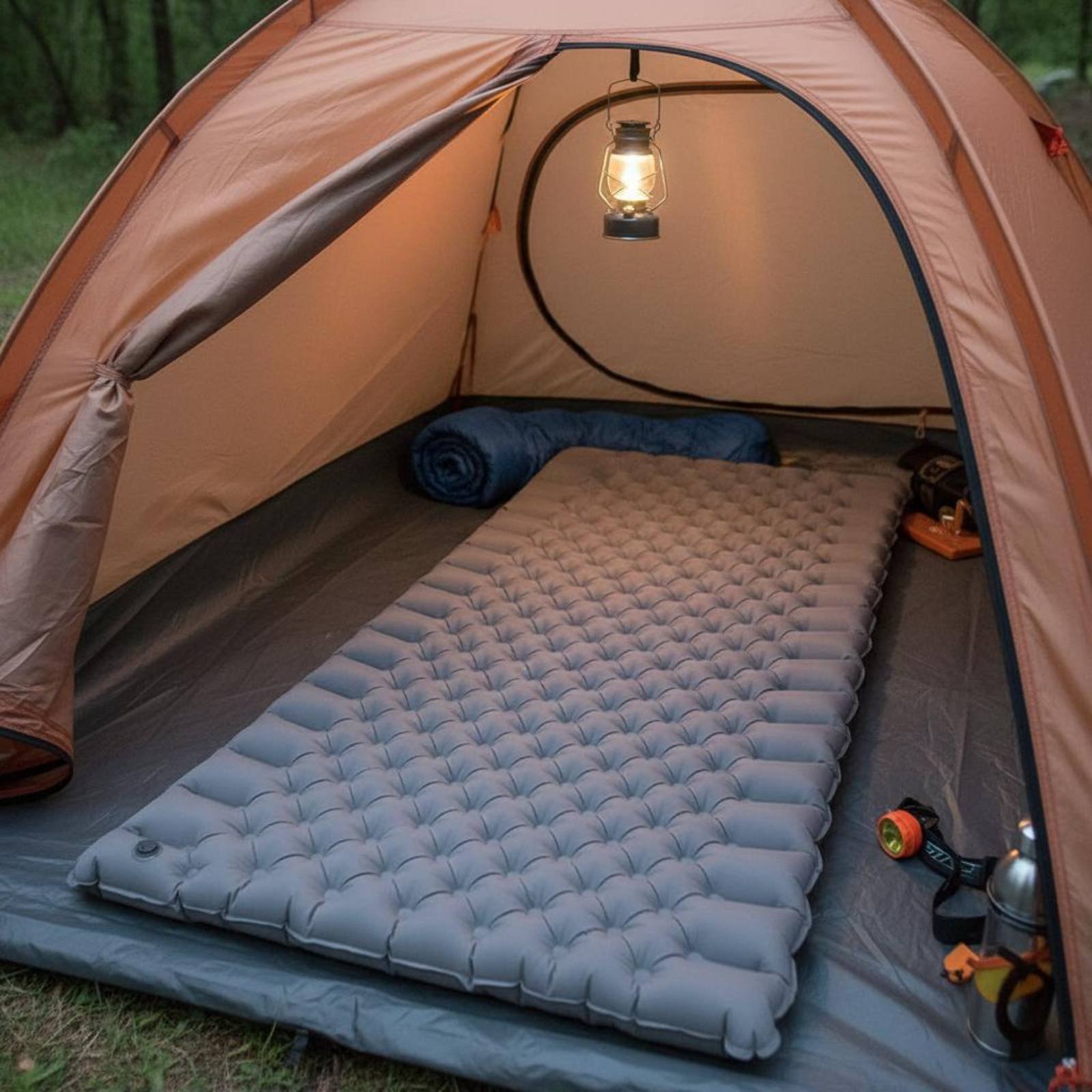 Inflatable Camping Mat Nylon T - Outdoor Camping Rug Waterproof ulasan dan harga