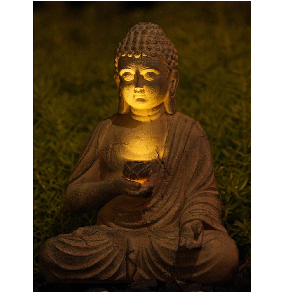 Resin Solar Buddha Statue Scul - Outdoor Camping Japan ulasan dan harga
