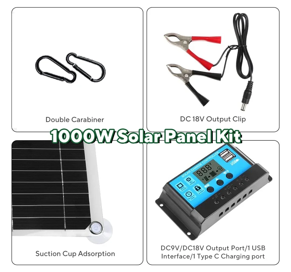 1000W Solar Panel Kit,12V Sola - Outdoor Camping Van ulasan dan harga