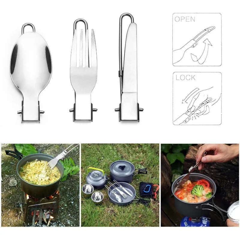 1-10PCS Foldable Camping Forks - Outdoor Camping Glamping Share ulasan dan harga