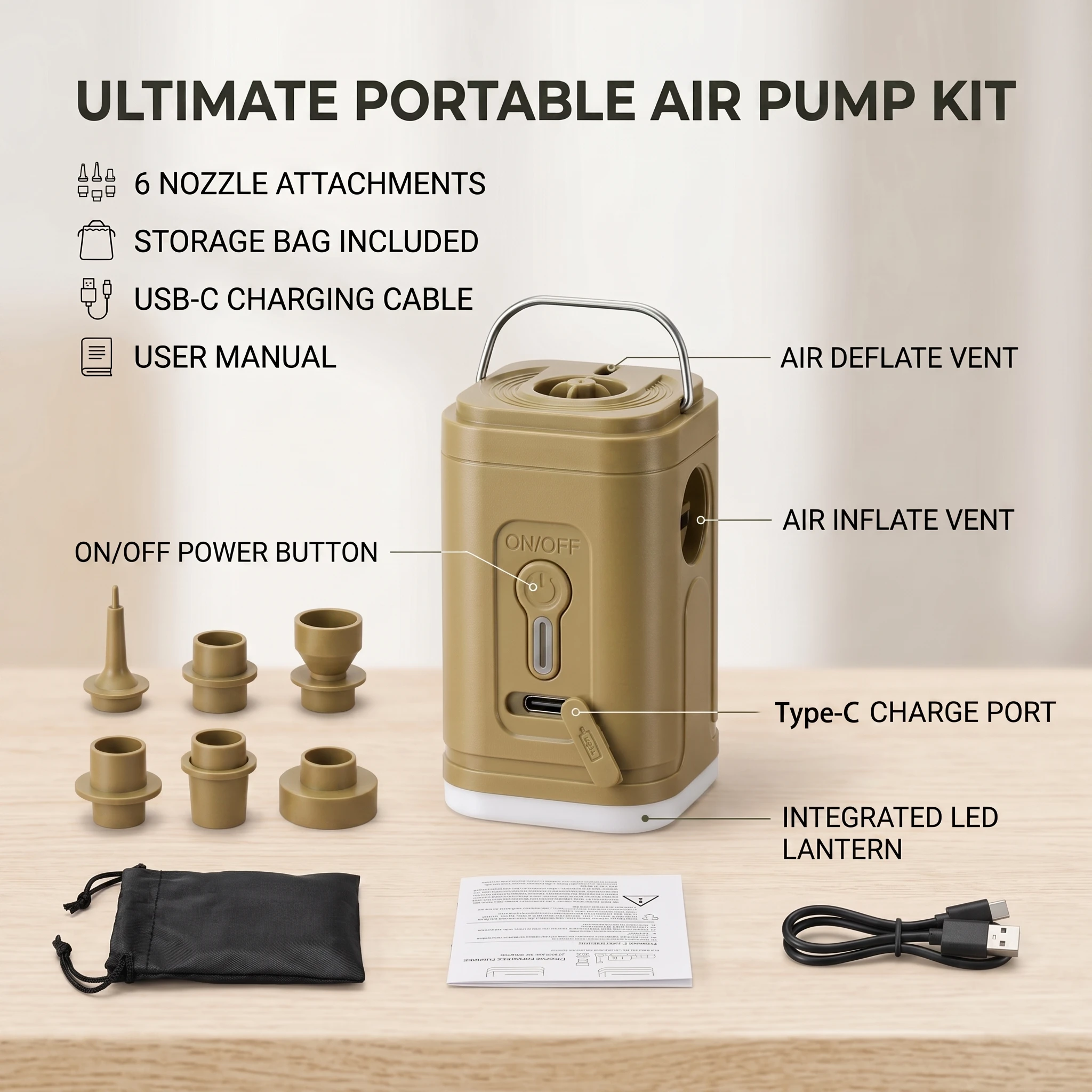Cordless Mini Air Pump USB-C R - Outdoor Inflatable Camping Tent With Air Pump ulasan dan harga