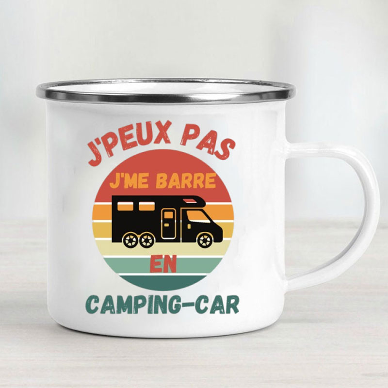Camping Car Enamel Mug Adventu - Outdoor Camping Van ulasan dan harga