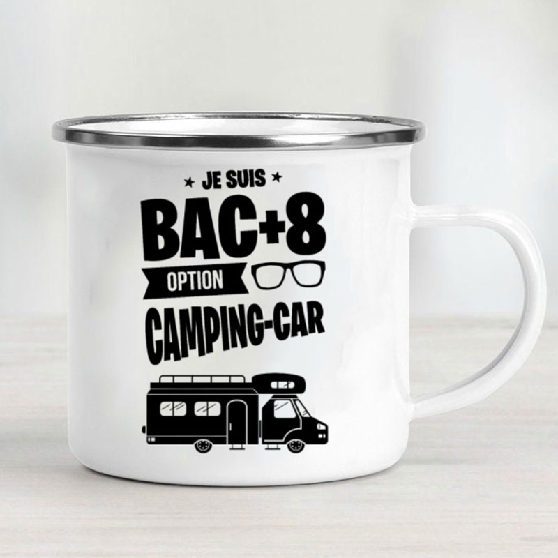 Camping Car Enamel Mug Adventu - Outdoor Camping Van ulasan dan harga