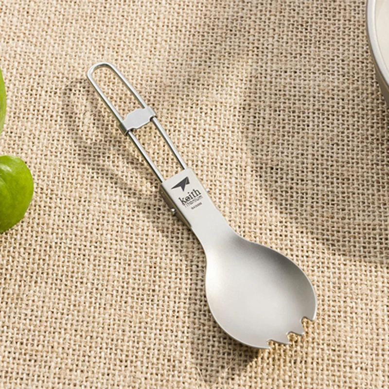 Keith Titanium Spork Foldable  - Outdoor Camping Dining Set ulasan dan harga