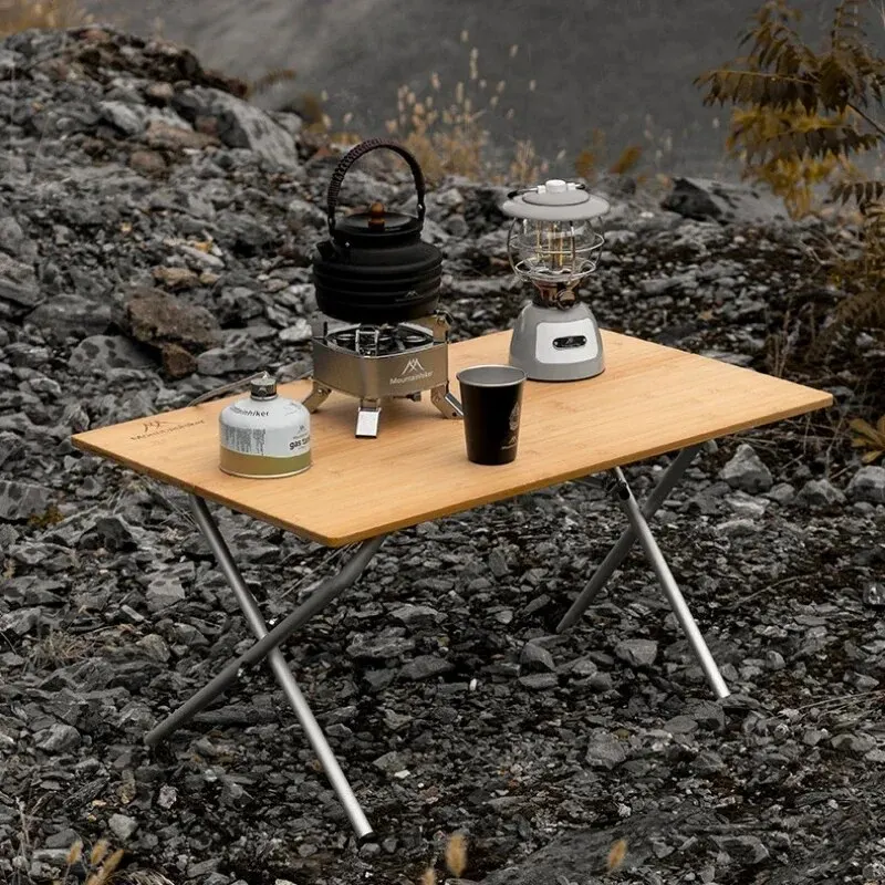 MOUNTAINHIKER 2/3 Bamboo Foldi - Outdoor Camping Table With Storage ulasan dan harga